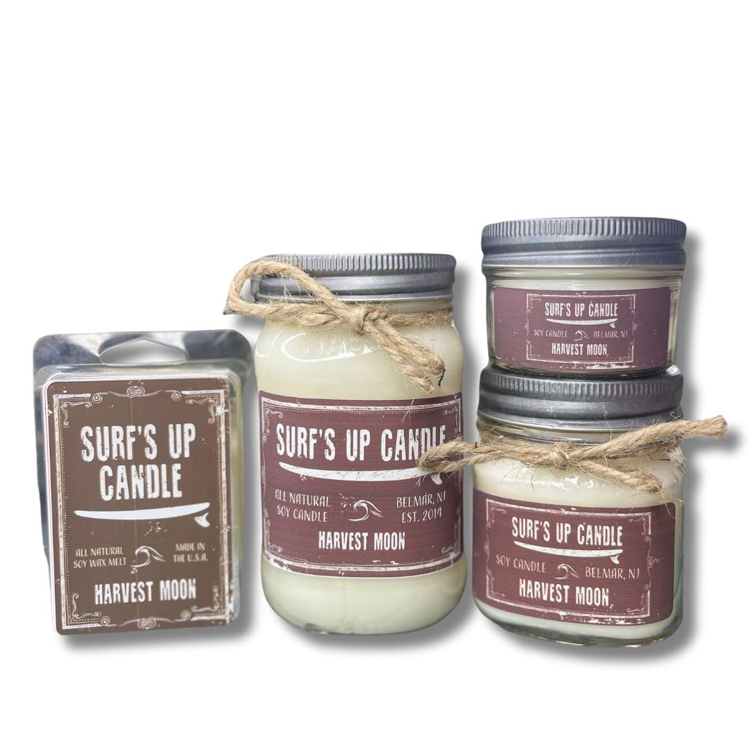 16oz Harvest Moon Scented Soy Wax Candle in Reusable Mason Jar - 80 Hours Burn Time, Autumn Fragrance for Home Decor, Gifts & Relaxation - Perfect for Fall Evenings, Cozy Home Ambiance & Thoughtful Presents