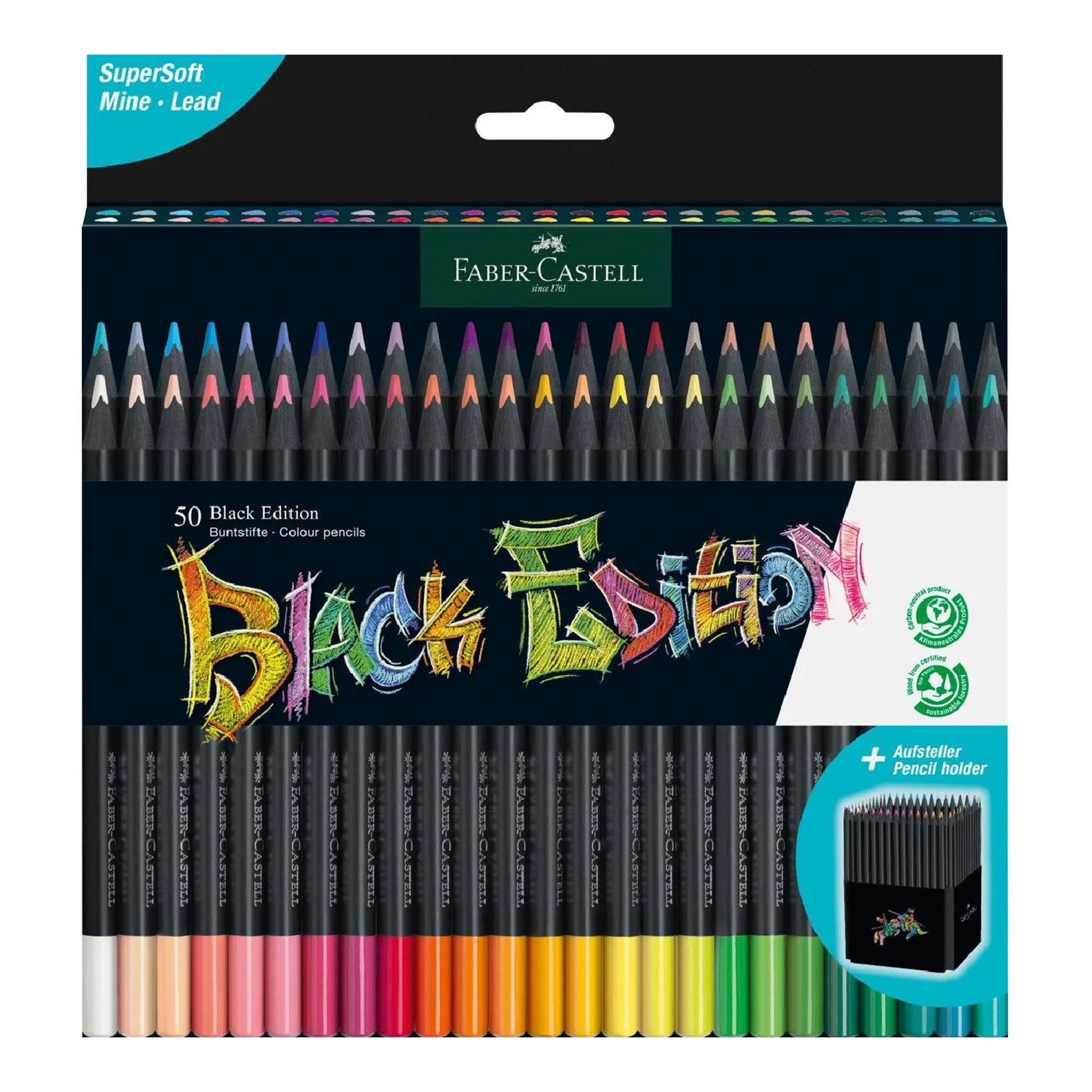 50 Pack Premium Black Edition Colored Pencils for Artists & Students - Vibrant Colors for Sketching, Drawing & Adult Coloring Books