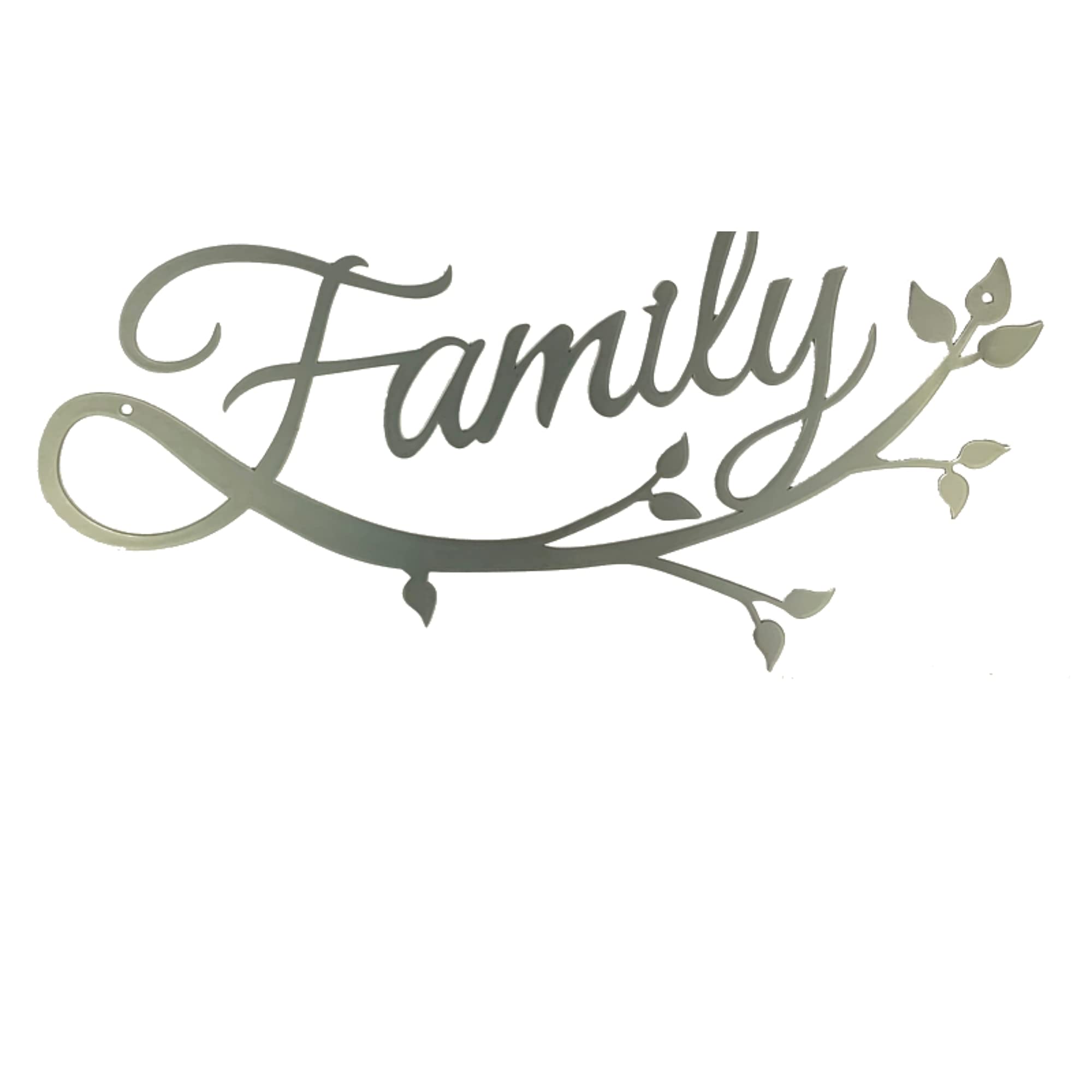 Riverside Designs Family Cursive Word Metal Wall Sign - Heavy Duty Living Room Decor - Silver 36 Inch Handcrafted in USA - Perfect for Farmhouse, Rustic Home & Wedding Gift