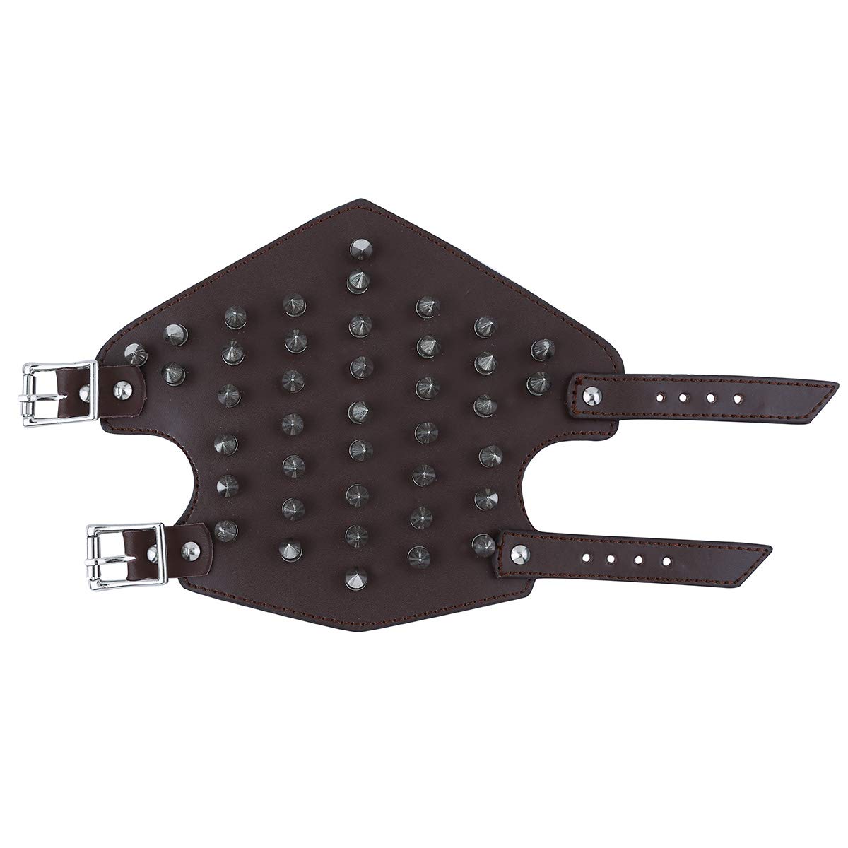 Unisex Faux Leather Gauntlet Wristband - Wide Bracer Arm Armor Cuff with Metal Spike Studs - Medieval Gothic Bracelet for Cosplay, LARP, Halloween Costume & Punk Fashion Accessory