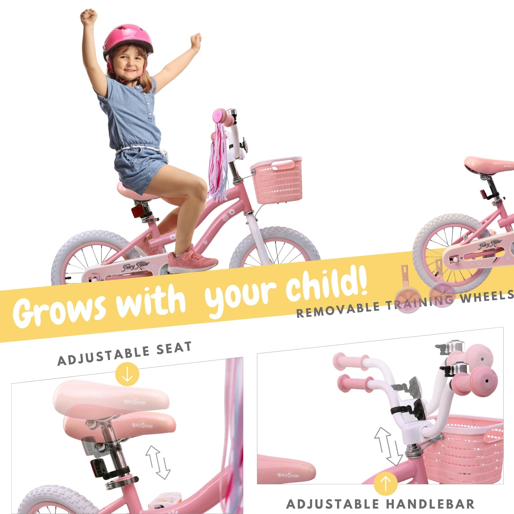16 Inch Pink Girls Bike for Kids 3-5 Years Old - Training Wheels, Basket & Coaster Brake - Perfect Birthday Gift for Toddlers - Ideal for Neighborhood Rides, Park Adventures & Learning to Cycle