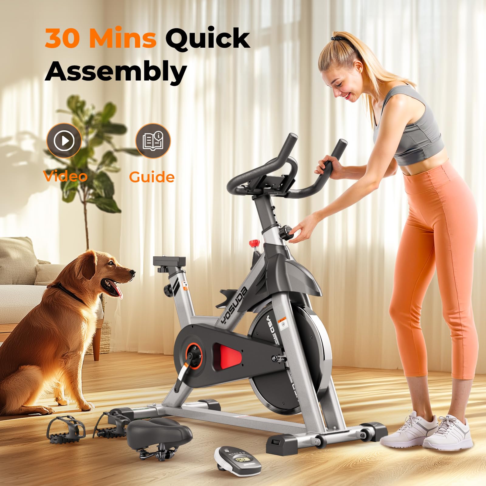 YOSUDA Magnetic Resistance Indoor Cycling Bike with Tablet Holder & Comfortable Seat Cushion - Quiet Brake System for Home Gym Workouts | Perfect for Cardio Training, Weight Loss & Apartment Fitness