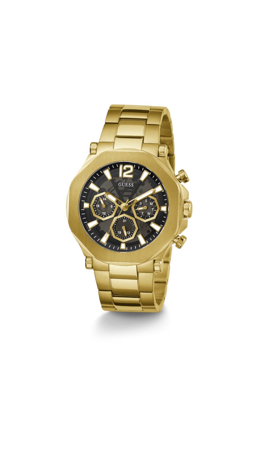 GUESS Men's 46mm Stainless Steel Chronograph Watch with Date Window - Water Resistant, Casual & Dress Style for Business, Office & Everyday Wear