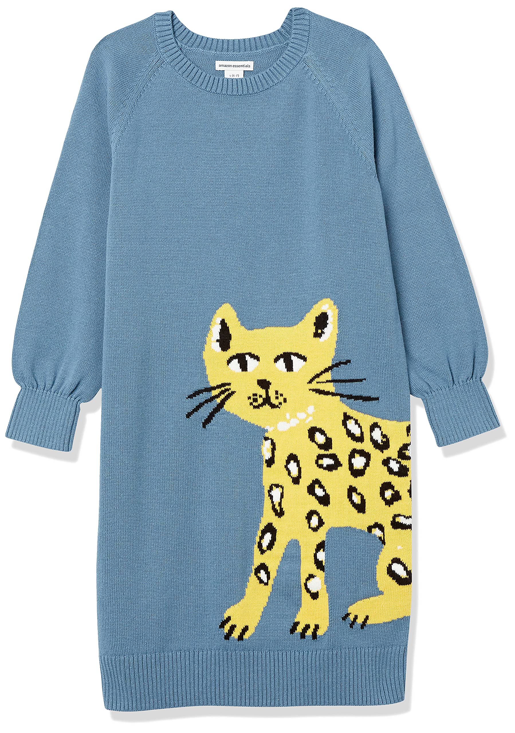 Amazon Essentials Girls' & Toddlers' Raglan Sweater Dress - Soft Long Sleeve Casual Knit Dress for Playdates & Family Outings