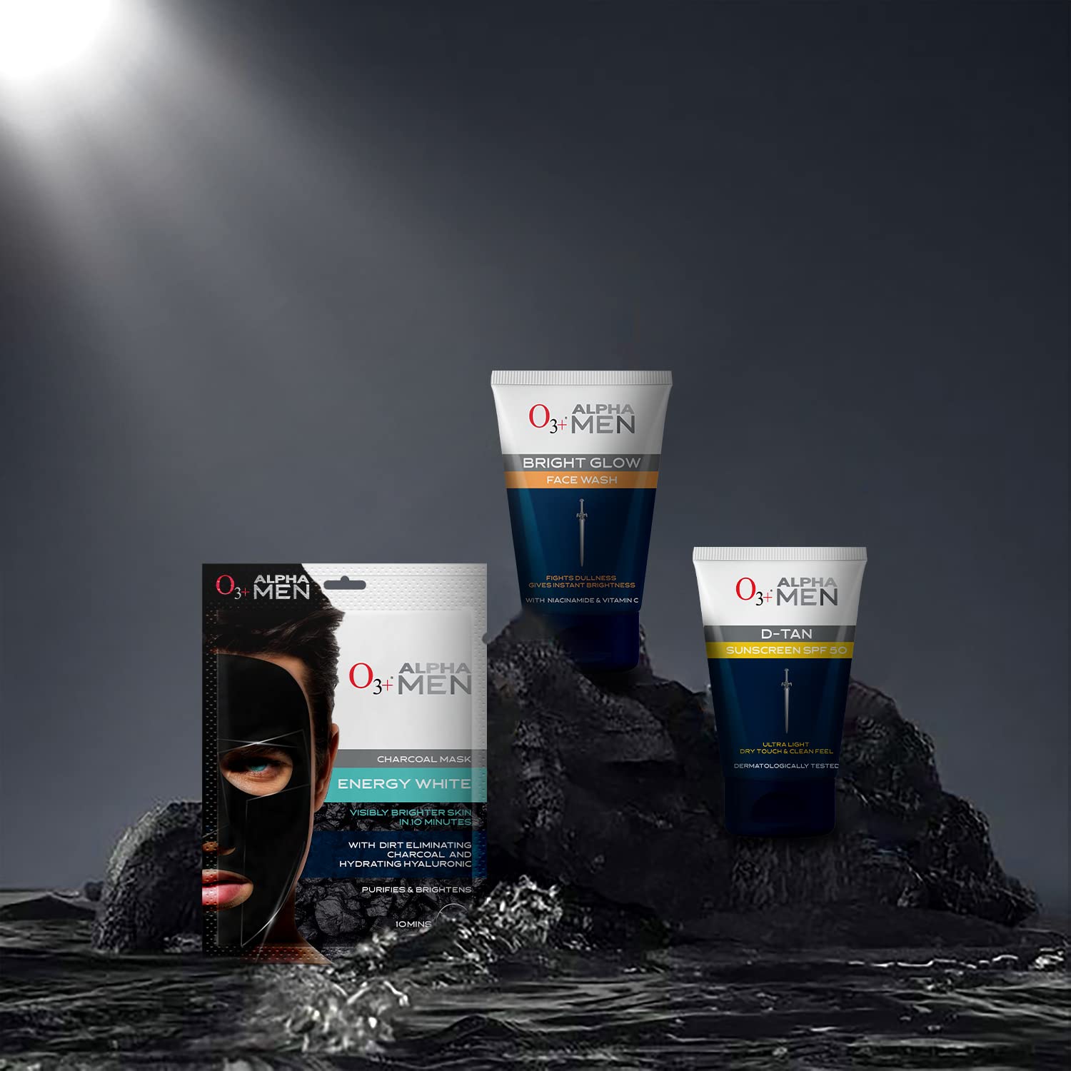 O3+ ALPHA MEN Bright Glow Face Wash 50g - Deep Cleansing & Brightening Facial Cleanser for Men - Perfect for Daily Skincare & Acne Treatment