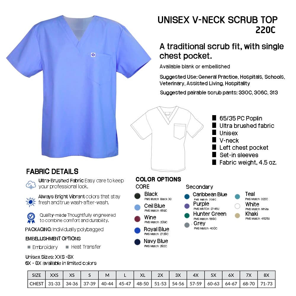 Unisex V-Neck Scrubs Top - Doctor & Nurse Coat for Medical Professionals, Hospital & Lab Workwear | Comfortable Yoga-Inspired Healthcare Uniform for Long Shifts