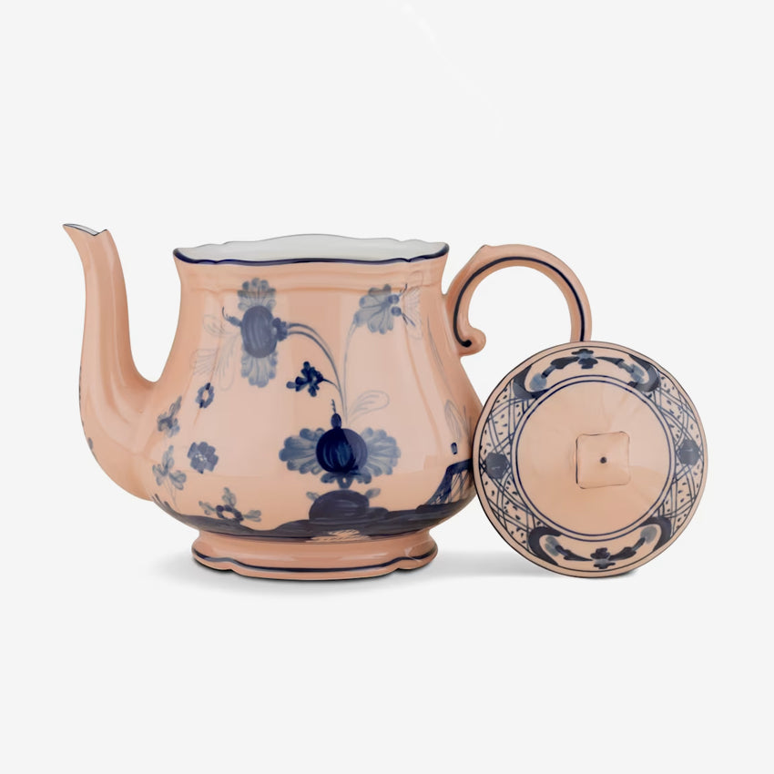 Ginori 1735 Oriente Italiano Porcelain Teapot with Lid - Elegant Floral Design Italian Tea Set for Afternoon Tea & Home Decor