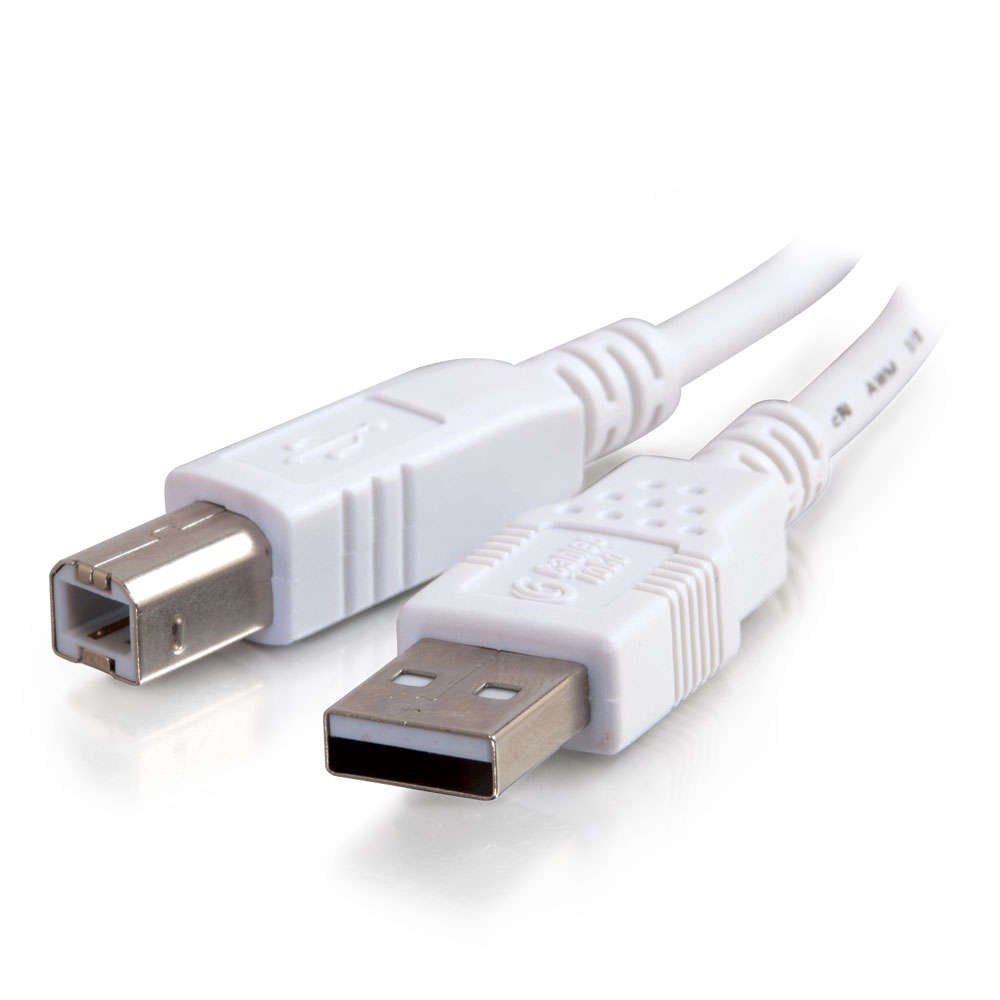 C2G 6.5ft USB 2.0 A to B Printer Cable - High Speed Data Transfer Cable for Printers, Scanners & External Hard Drives - Plug & Play USB Extension Cord (White, 13172) - Perfect for Home Office & Studio Setups