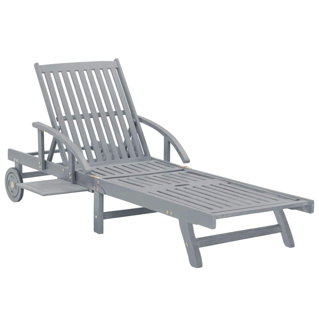Premium Acacia Wood Patio Chaise Lounge with Wheels - Adjustable Reclining Sun Lounger for Outdoor Relaxation | Perfect for Poolside, Garden, Deck, and Backyard