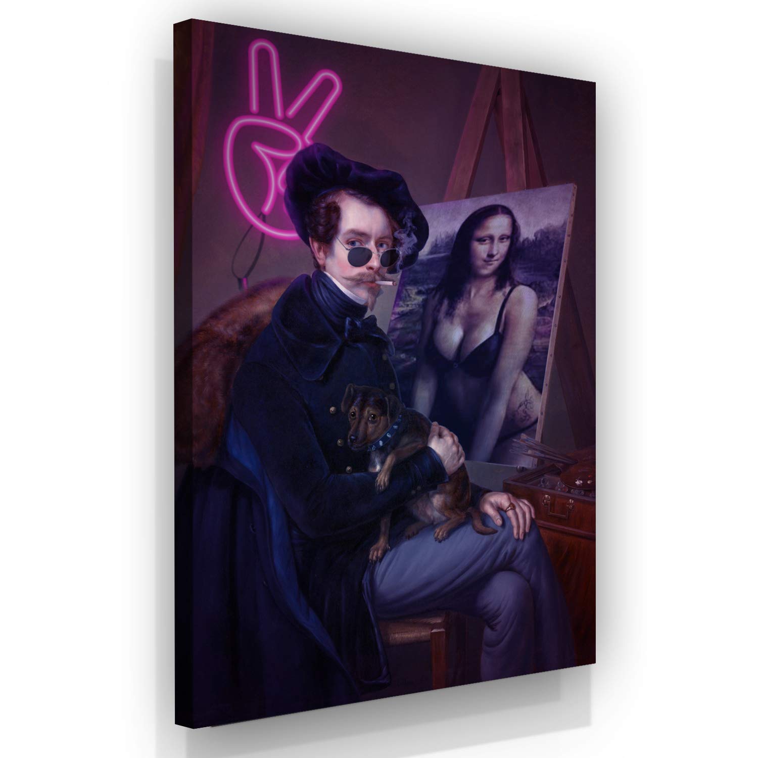 Fellipo Ricci Large Canvas Art - Framed Naked Lisa Oil Painting Wall Decor for Living Room, Office, Bedroom | Handmade Museum Quality Reproduction | 48x36 Inch Mona Lisa Art Print | Perfect for Home Decor, Gifts & Interior Design
