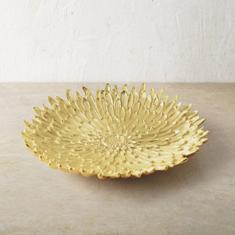 Elegant Dahlia Floral Centerpiece Platter - Large Decorative Serving Tray for Dining Table, Wedding, Party Decor & Home Entertaining