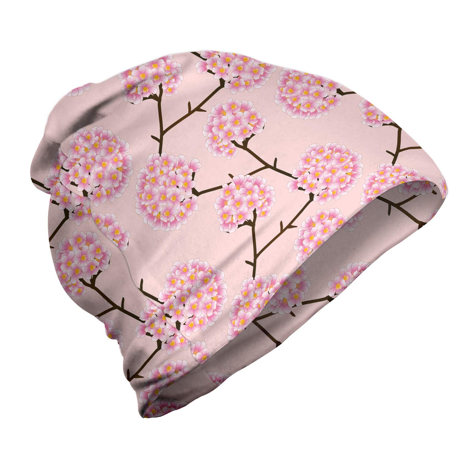Ambesonne Unisex Winter Beanie with Hydrangea Flowers Design - Soft Knit Hat for Men & Women - Perfect for Hiking, Camping & Outdoor Activities in Cold Weather