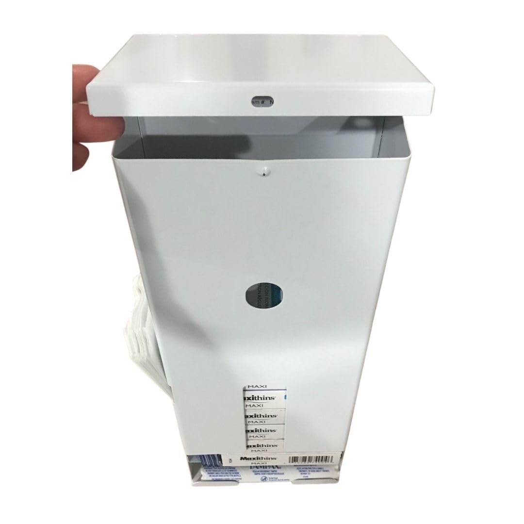 Durable White Steel Dual Tampon and Pad Dispenser - Free Vending Machine for Women's Restroom, Office, and Public Spaces