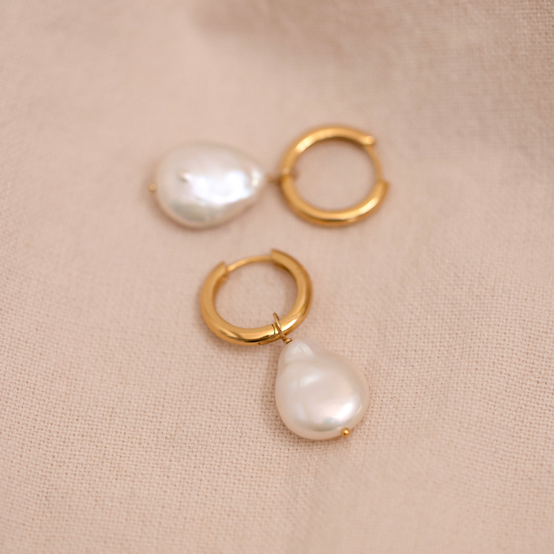 Elegant Capri Pearl Charm Hoop Earrings for Women - Perfect for Weddings, Parties & Everyday Wear