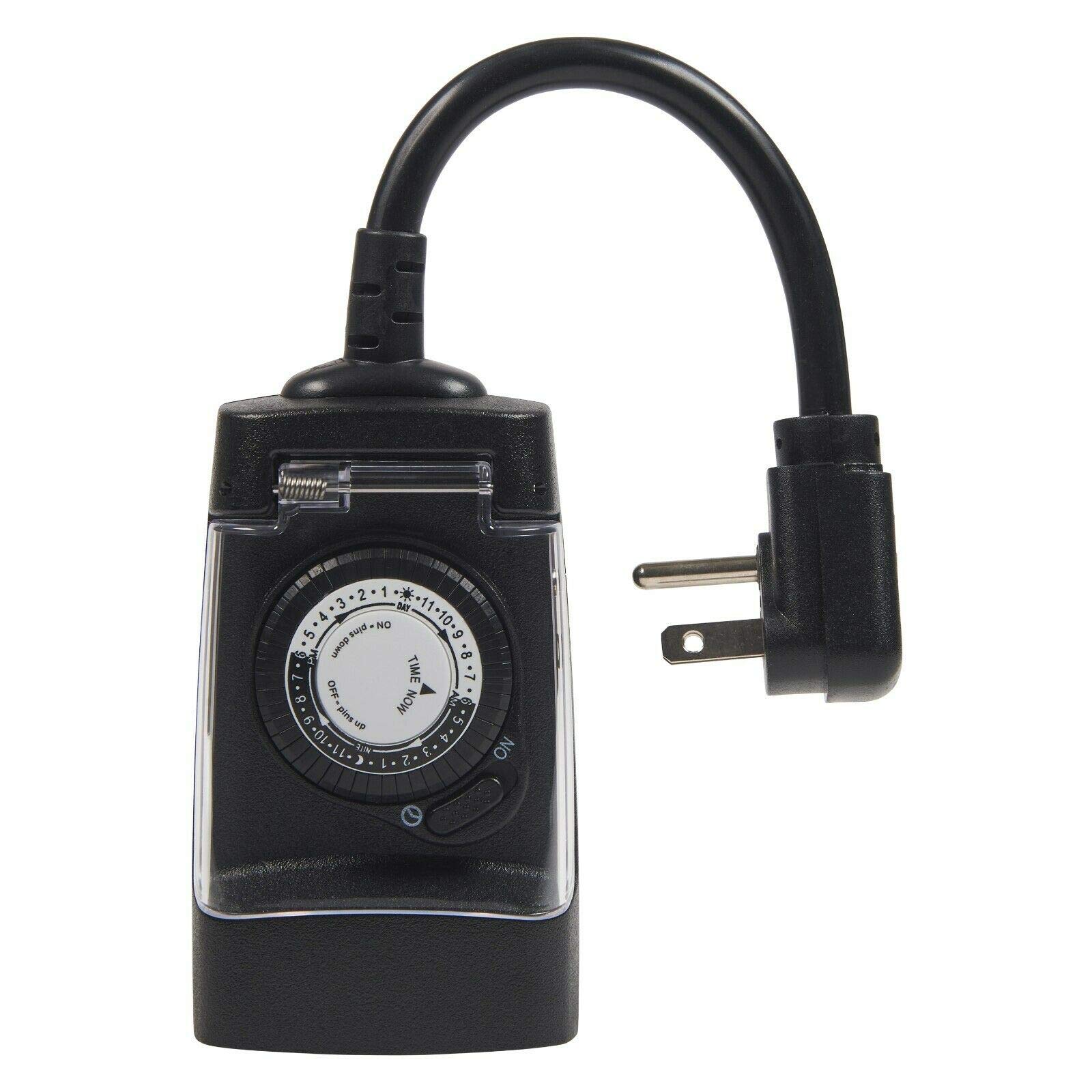 Hyper Tough 1 Grounded Outlet All Weather Timer - Outdoor/Indoor Electrical Timer for Lights, Pumps & Holiday Decorations - Waterproof & Durable for Patio, Garden & Home Use