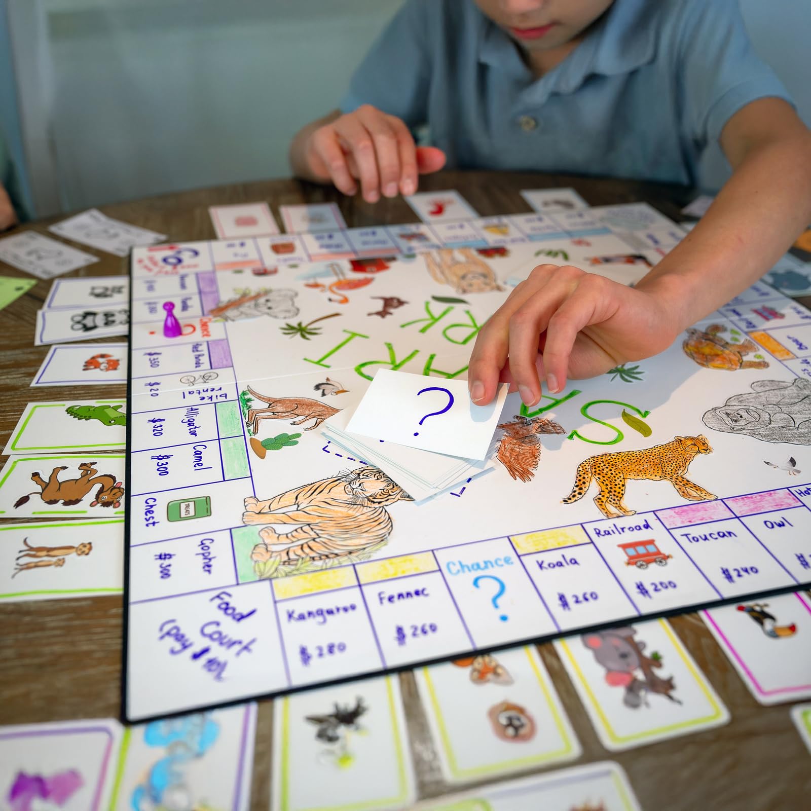 Customizable Blank Opoly Board Game Set - DIY Board Game Kit with Blank Cards, Property Cards & Accessories - Perfect for Family Game Nights, Creative Projects & Educational Activities