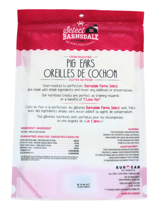 Barnsdale Farms Select Oven Roasted Pig Ears Dog Treats - Natural Chews for Small & Large Dogs - Perfect for Training, Teething & Dental Health