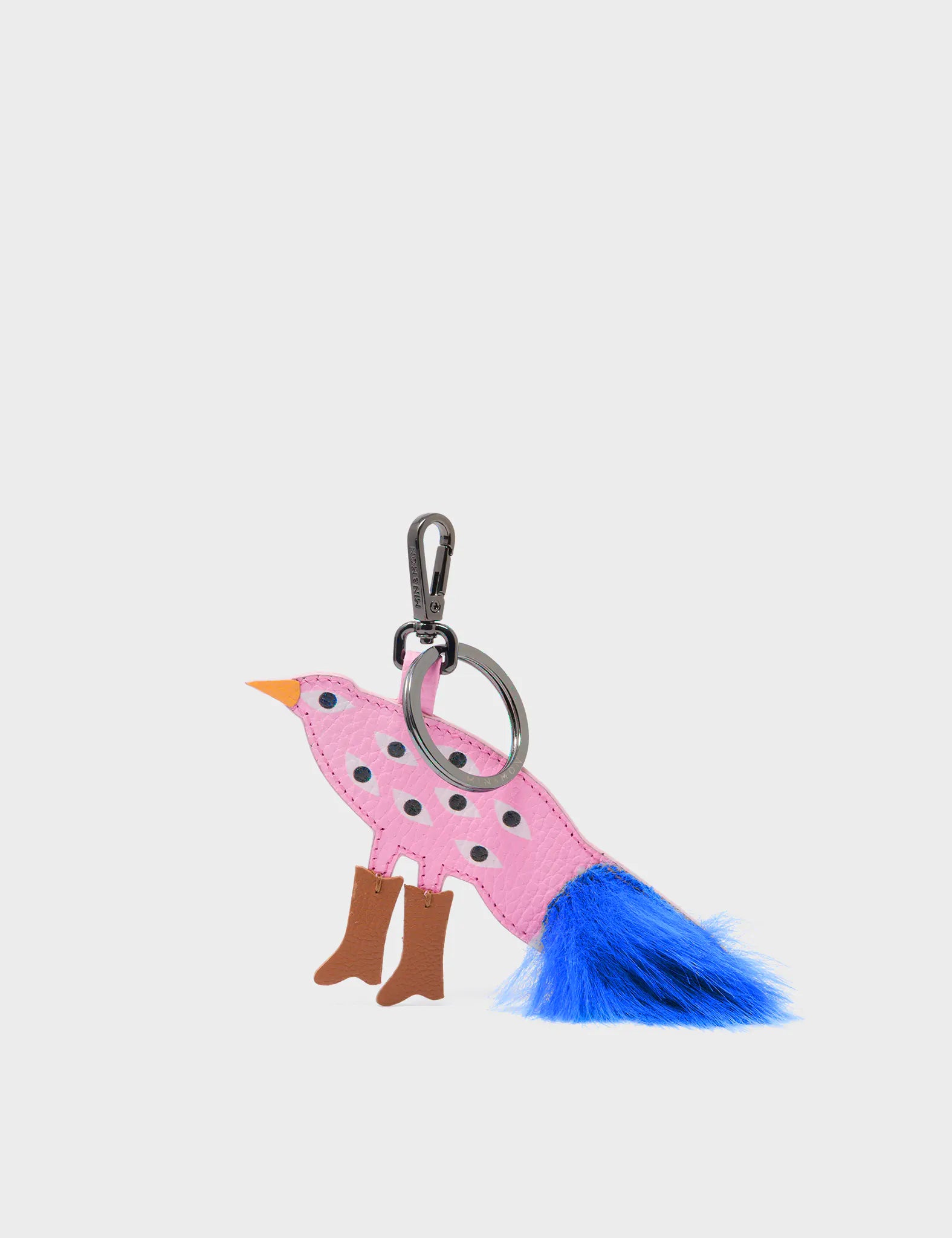 Bird in Boots Charm - Soft Neon Pink Leather Keychain for Women | Cute Animal Key Ring Gift for Handbags, Backpacks & Keychains