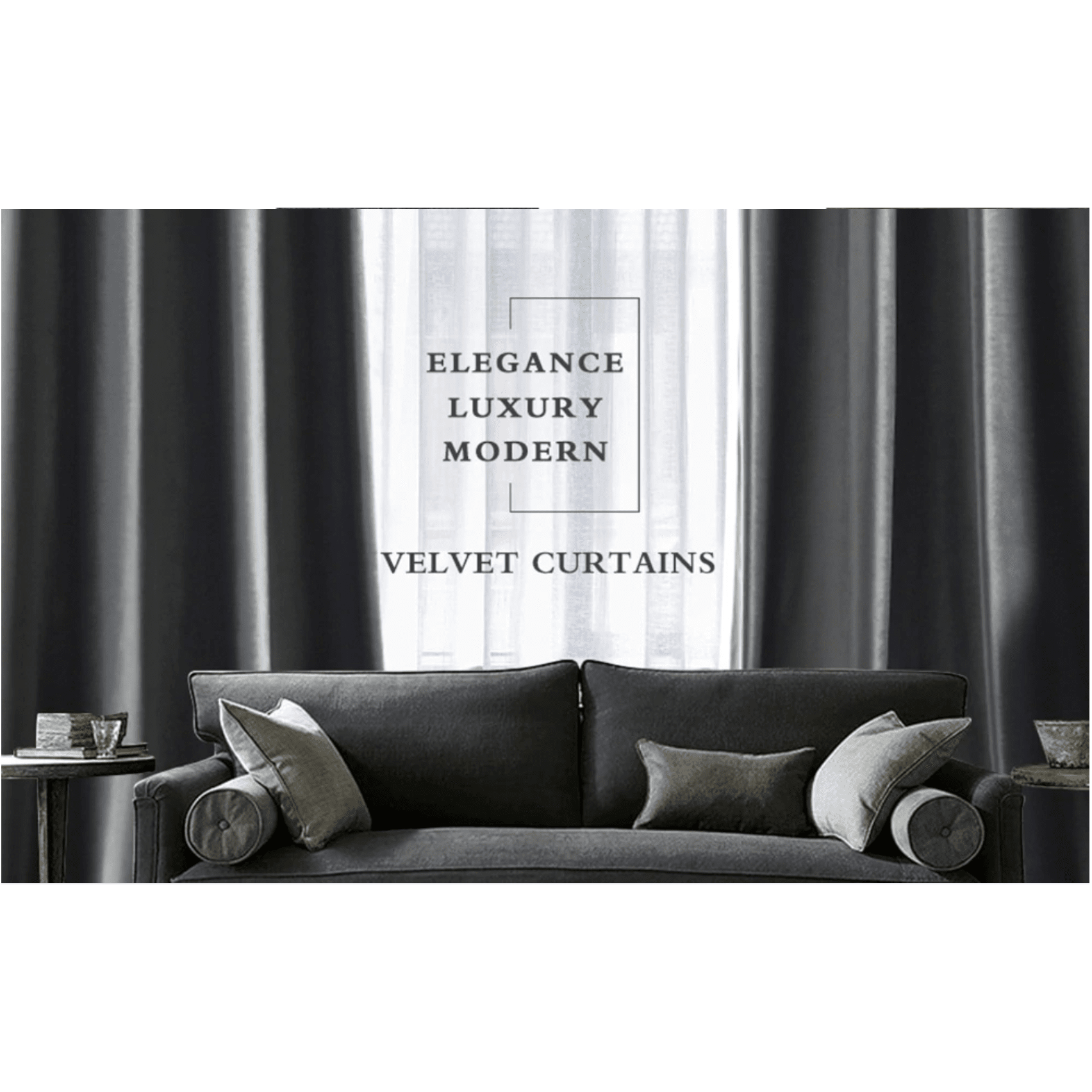 Brittany Velvet Plain Curtains in Gray - Blackout Window Drapes for Living Room & Bedroom - Soft Thermal Insulated Panels for Home Decor
