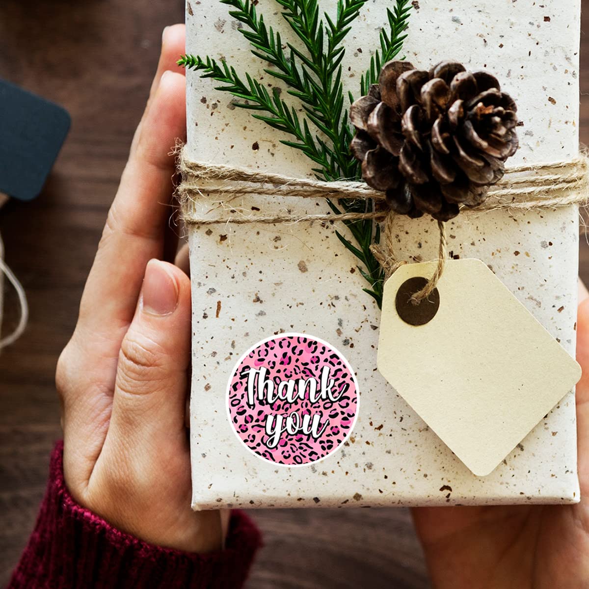 Cute Pink Leopard Print Thank You Stickers - 500 PCS Handmade Happy Mail Stickers for Small Business, Package Decorations & Gift Wrapping - Perfect for Etsy Shops, DIY Crafts & Customer Appreciation Gifts