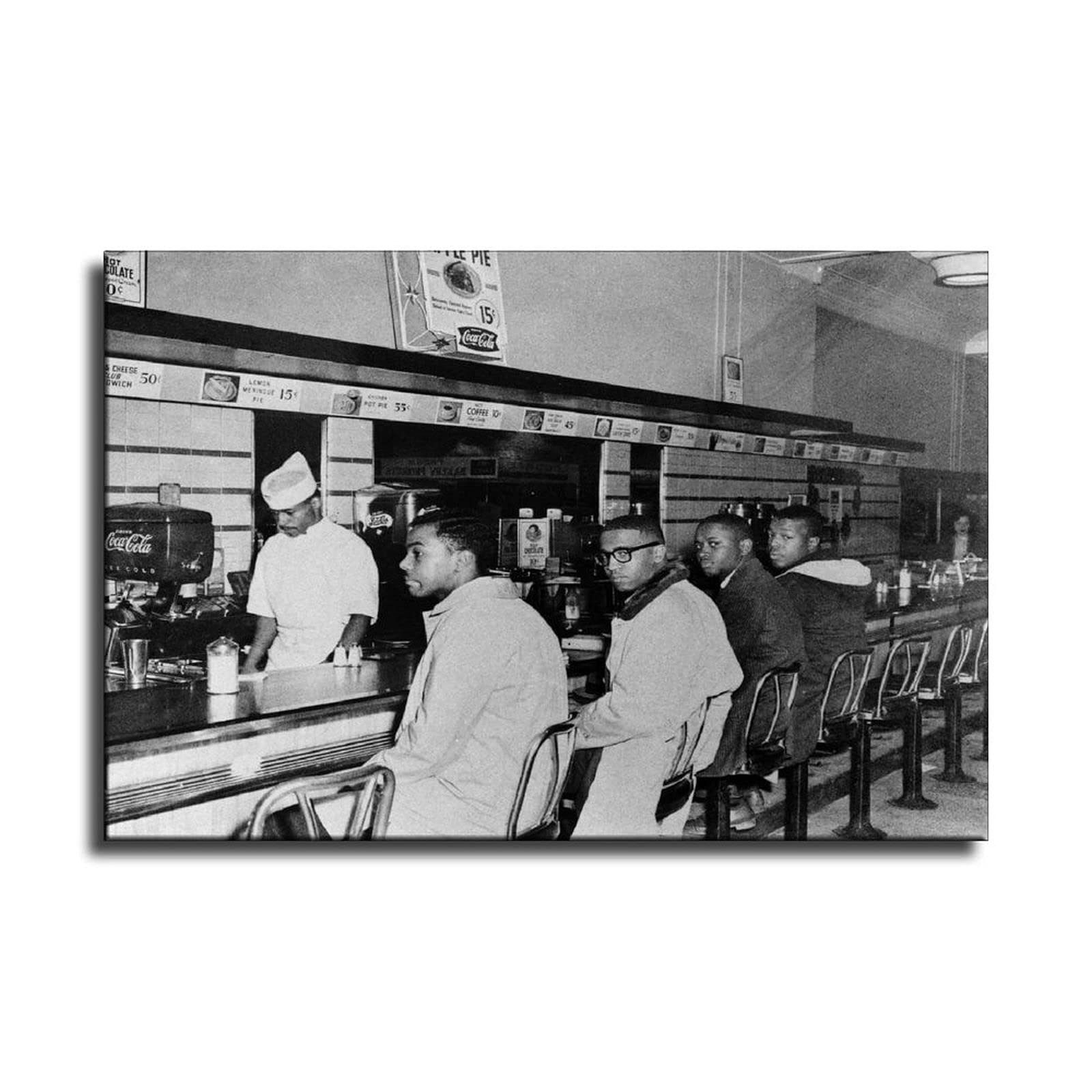 SUPERYUFENG Black History Greensboro Sit-in at Woolworth's February 2 1960 Vintage Poster - 08x12inch(20x30cm) Canvas Wall Art for Living Room, Bedroom, Office & Classroom Decor - Civil Rights Movement Historical Painting