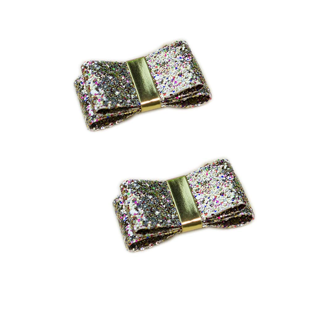 Douqu Glitter Bow Shoe Clips for Women - Gold Sparkling Artificial Leather Shoe Charms, Perfect for Parties, Weddings & Fashion Accessories