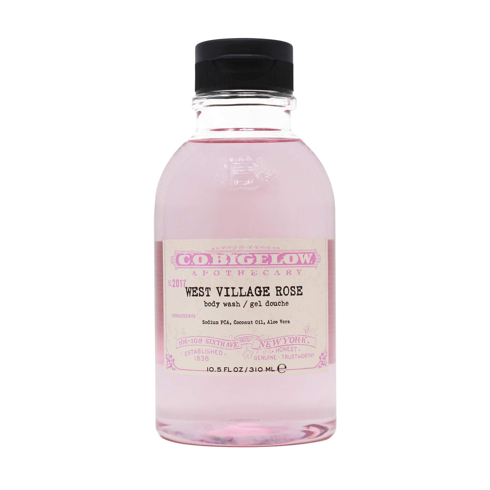 C.O. Bigelow Iconic Collection West Village Rose Body Wash with Sodium PCA, Coconut Oil & Aloe Vera - 10.5 fl oz | Hydrating & Nourishing Shower Gel for Dry Skin | Perfect for Daily Use & Spa-Like Bath Experience
