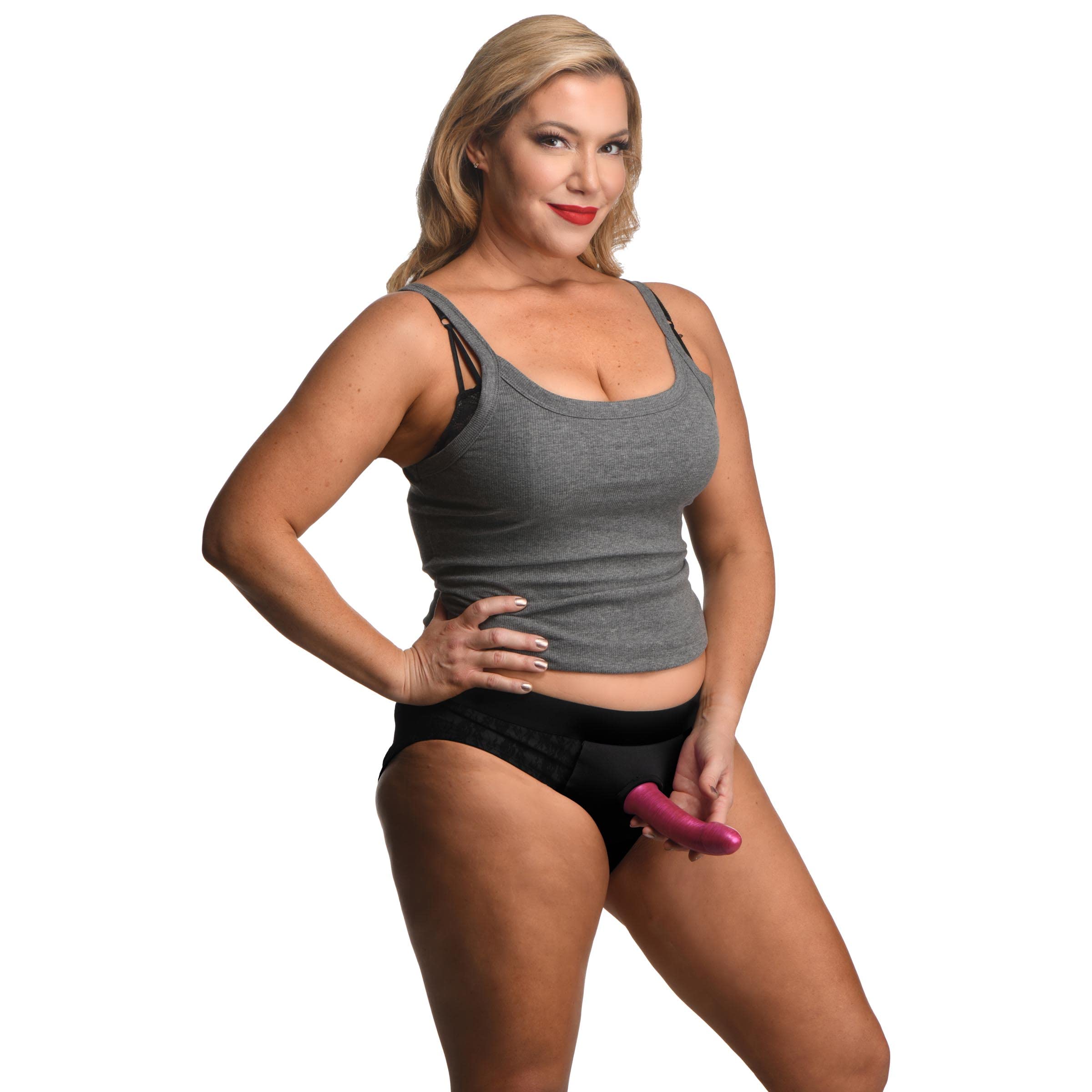 STRAP U Lace Envy Crotchless Panty Harness with Adjustable O-Ring for Strap-On Dildos | Pegging & BDSM Sex Toy | Machine Washable Spandex & Nylon | Plus Size 2XL (35-40 Waist) Black | Perfect for Couples Play & Role-Playing Scenes