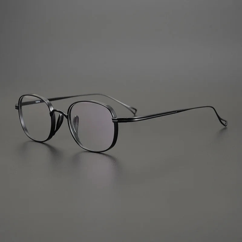 Unisex Black Titanium Eyeglasses Full Rim Oval Square Frame 49125 - Stylish & Lightweight for Work, Reading, and Everyday Wear