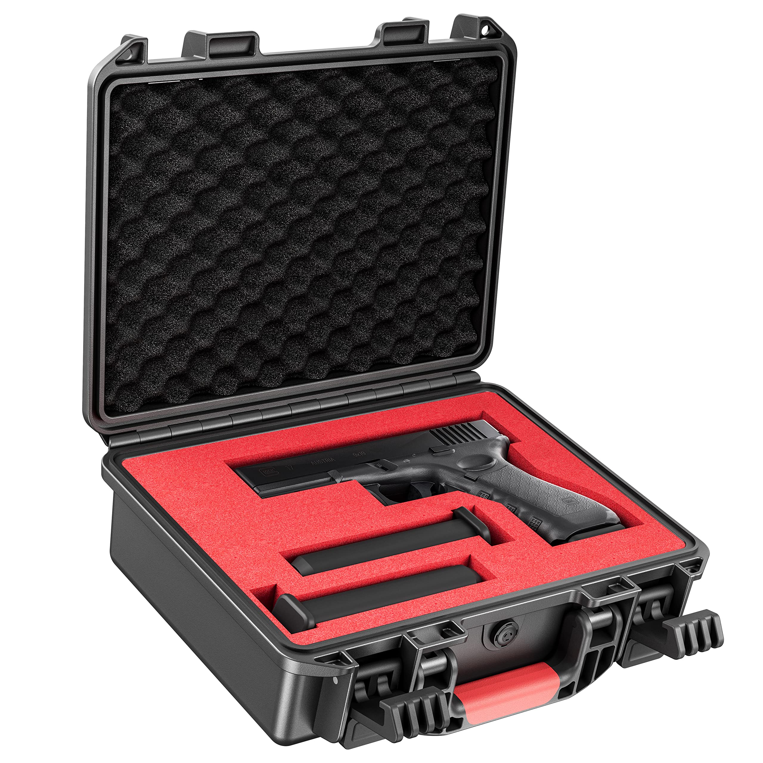 TSA Approved 9mm Gun Case - Waterproof & Shockproof Hard Pistol Case for Handgun, Air Travel Safe & Lockable | Perfect for Range Trips, Hunting, and Secure Storage