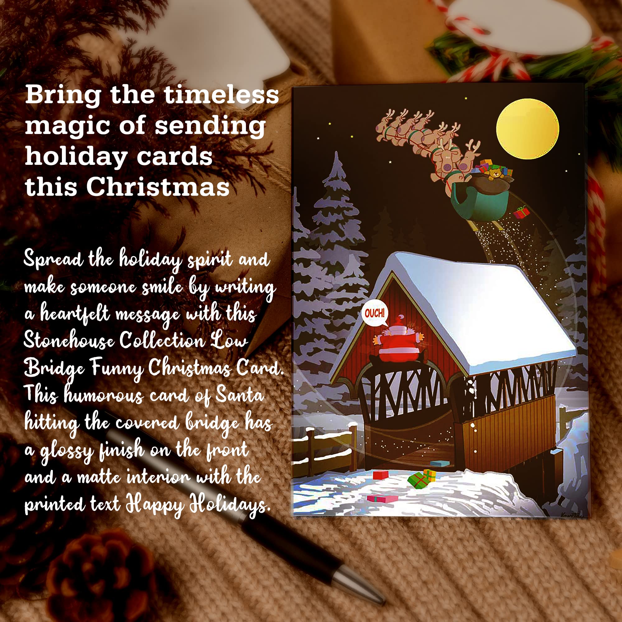 Stonehouse Collection - 18-Pack Funny Christmas Cards Boxed Set with Envelopes | Holiday Greeting Cards Featuring Santa | Bulk Christmas Card Collection for Office, Family & Friends Gift Exchange