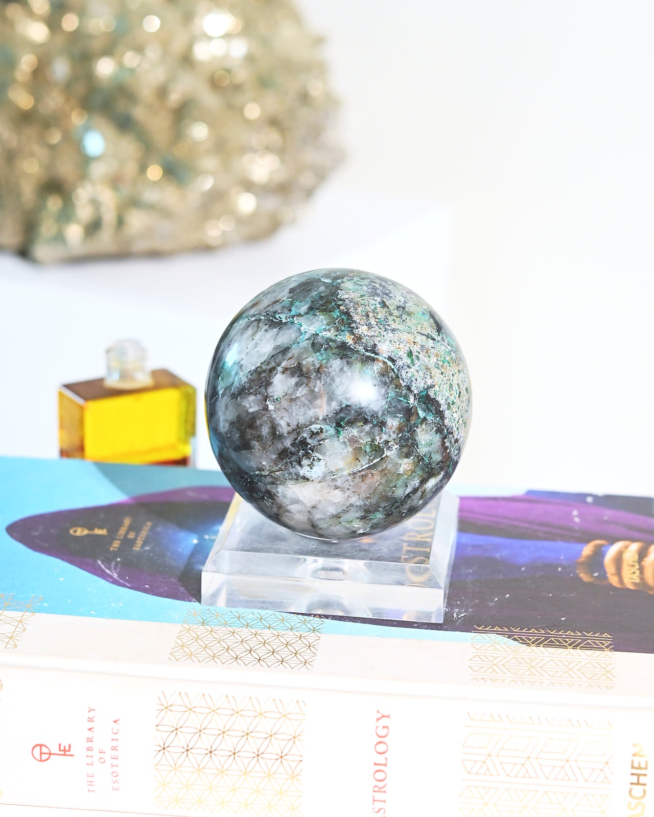 Natural Chrysocolla Crystal Sphere 3.7 Inch (94mm) - Healing Stone for Meditation, Home Decor & Energy Work