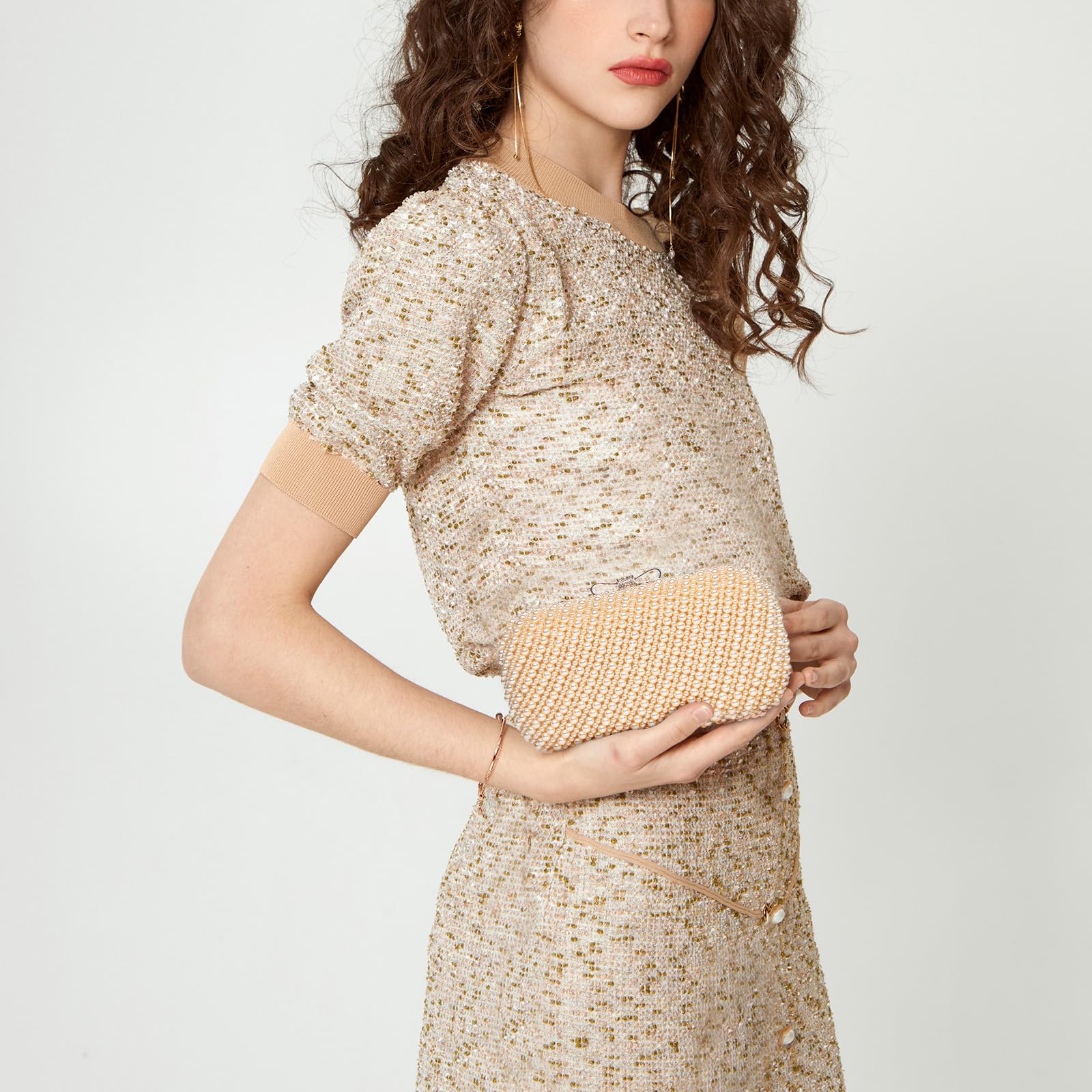 YYW Women's Pearl Clutch Purse - Elegant Beaded Evening Handbag with Chain for Wedding, Bride, Party & Special Occasions | Perfect for Prom, Cocktail Events & Formal Gatherings