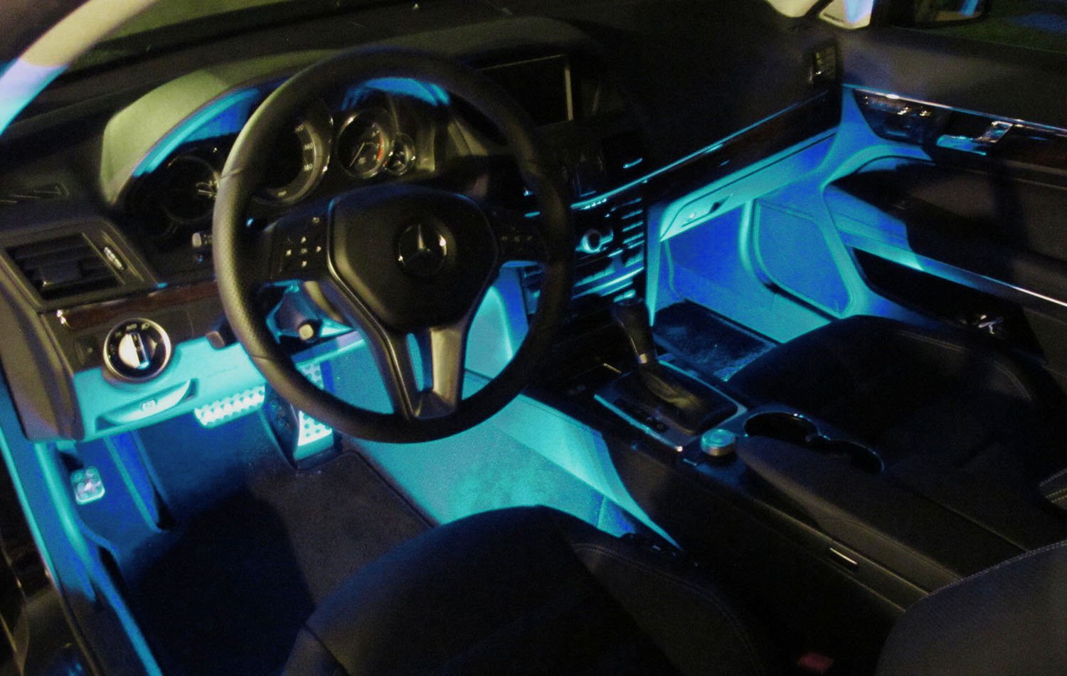 4-Piece Ice Blue LED Ambient Lighting Kit for Car Interior - 5V USB Powered - Enhance Your Vehicle's Mood Lighting for Night Driving & Custom Decoration