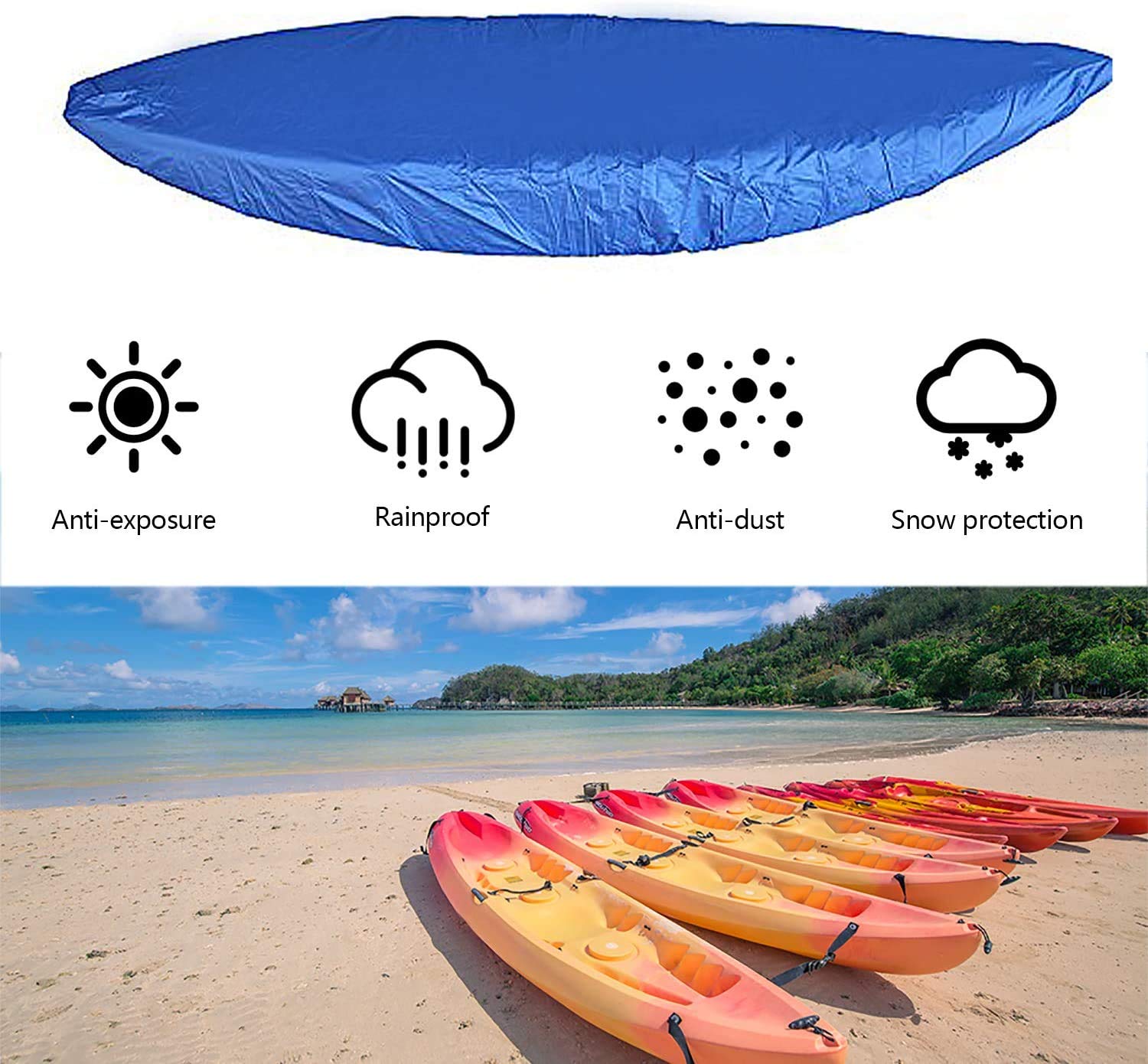 Heavy-Duty Waterproof Kayak Cover - UV Protection for Outdoor Storage | Fishing & Boating Use