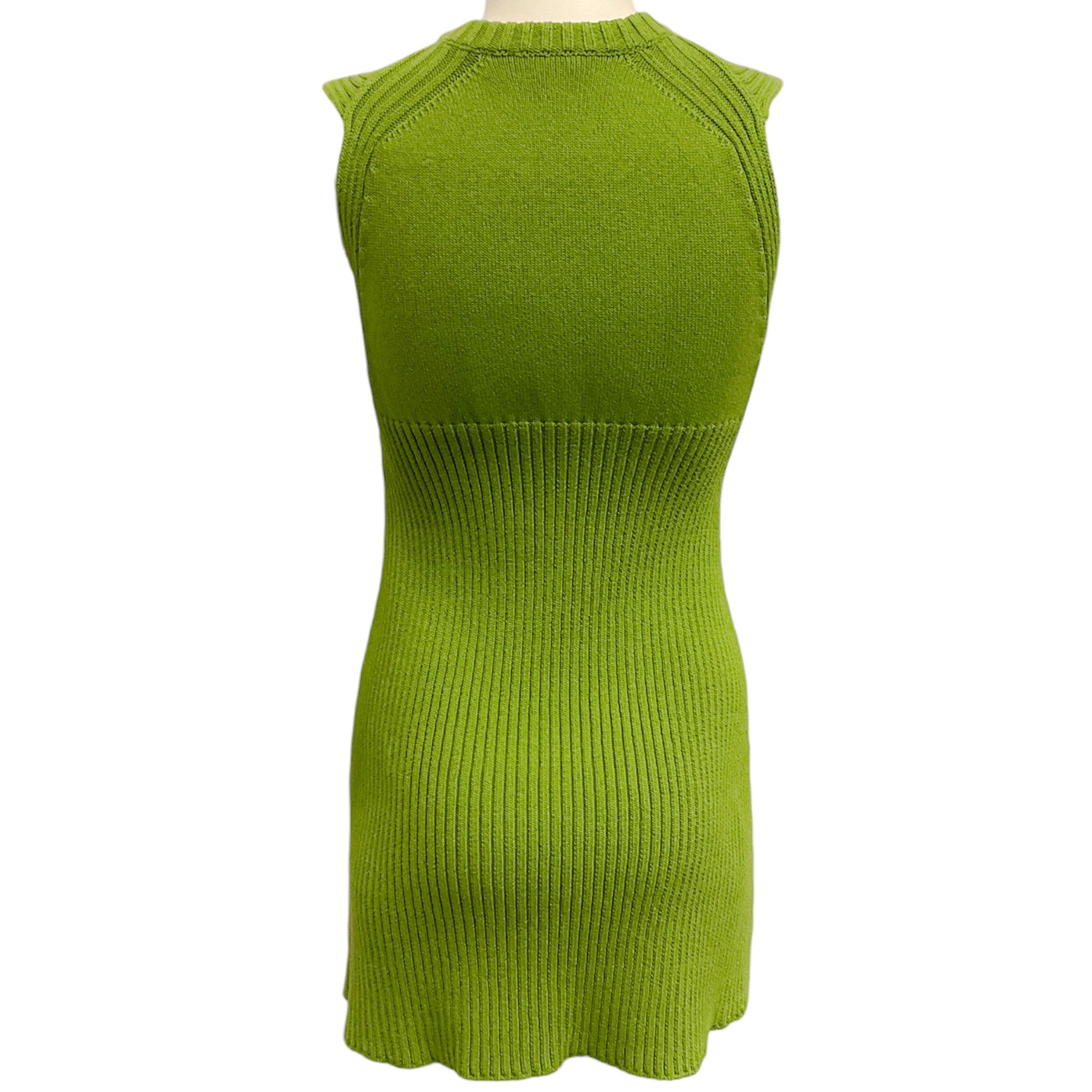 Jill Sander Green Sleeveless Ribbed Knit Dress for Women - Elegant Bodycon Summer Dress for Party, Wedding & Cocktail Events