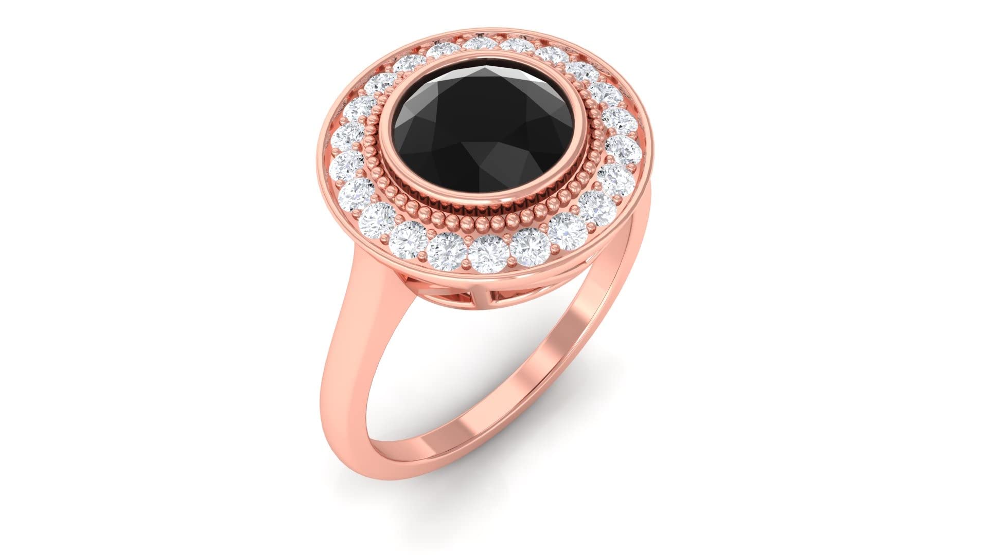 2 CT Black and White Diamond Ring for Women - 14K Solid Gold Certified Black Diamond Engagement Ring - Vintage Style Wedding Band for Anniversary, Proposal & Special Occasions