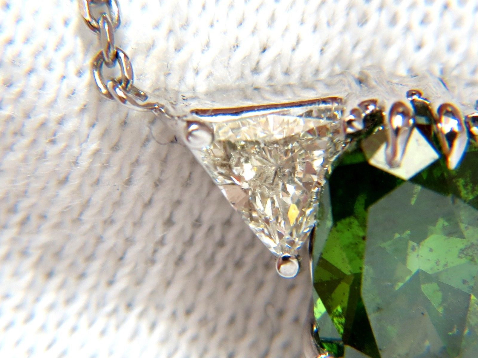 3.26CT Enhanced Fancy Green Diamond Necklace with Side Trilliants in 14K Gold - Elegant Jewelry for Weddings, Anniversaries & Special Occasions