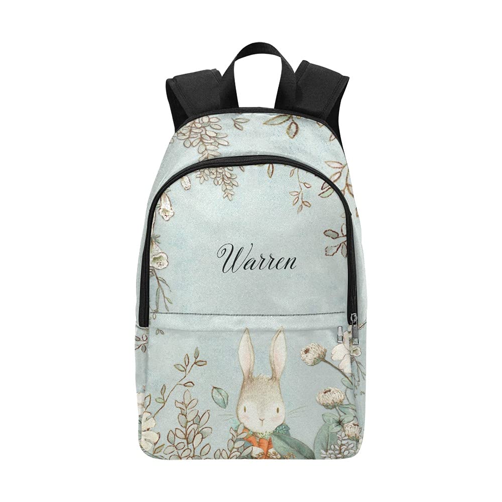 SunFancy Bunny Flower Personalized Backpack - Unisex Casual Daypack for Teens & Adults, 11.8x5.5x17.7 Inches - Perfect for School, Travel & Outdoor Adventures