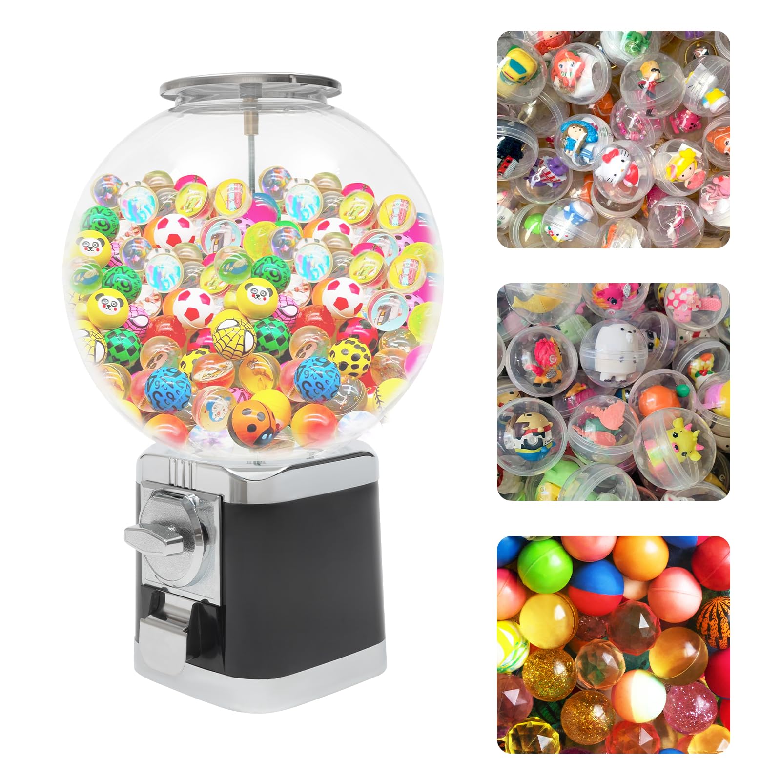 **Black Mini Candy Gumball Vending Machine - $1 Toy & Capsule Dispenser for Business, Parties & Home Use**