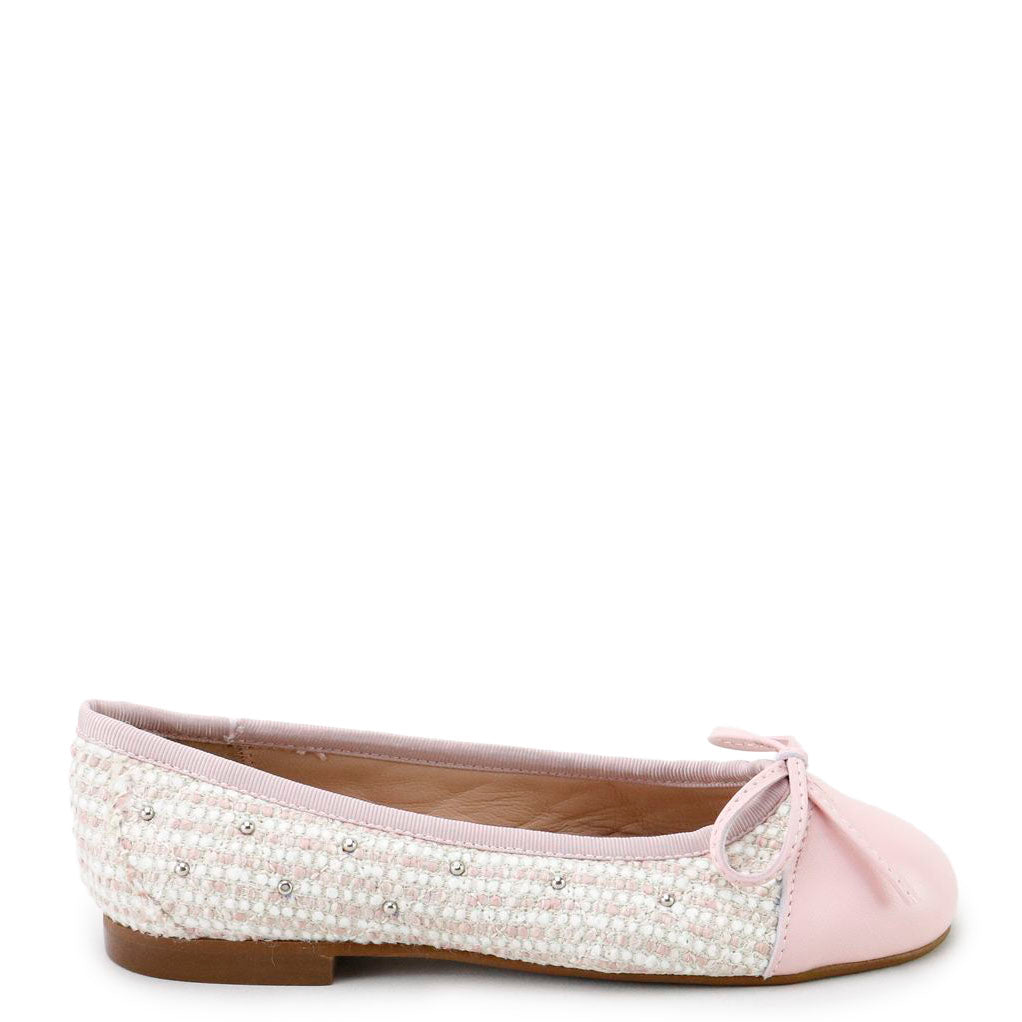 Pink Woven Bow Flat Shoes for Women - Comfortable Casual Flats for Everyday Wear, Office, and Parties