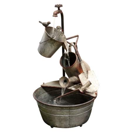Piazza Alpine 28 Inch Metal Tiered Garden Fountain - Outdoor Water Feature for Patio, Backyard & Landscaping Decor