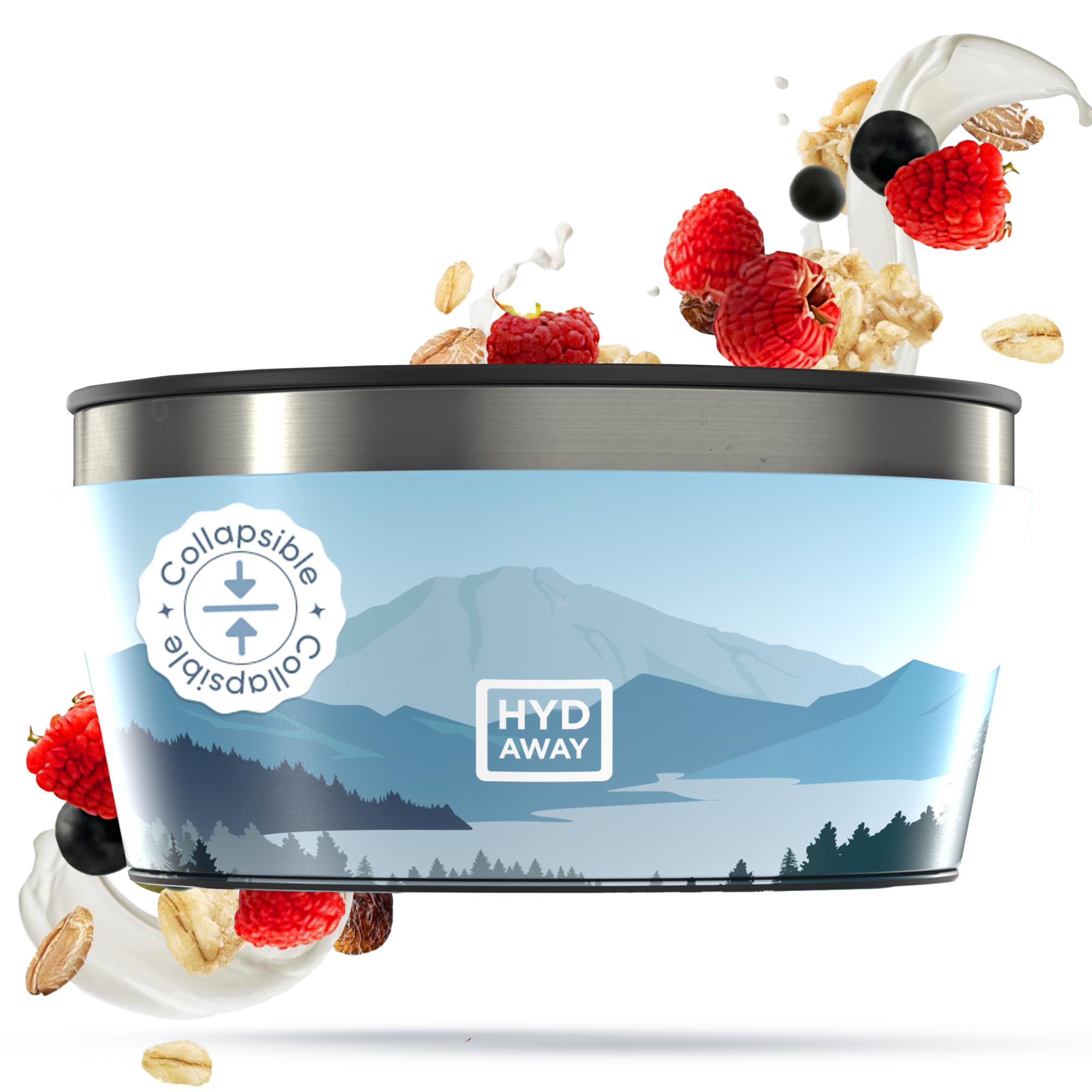 HYDAWAY 1-Quart Collapsible Insulated Bowls | 4-Pack | Lightweight & Space-Saving | Perfect for Camping, RV, Travel, Picnics & Pet Food Storage | BPA-Free & Leak-Proof Design