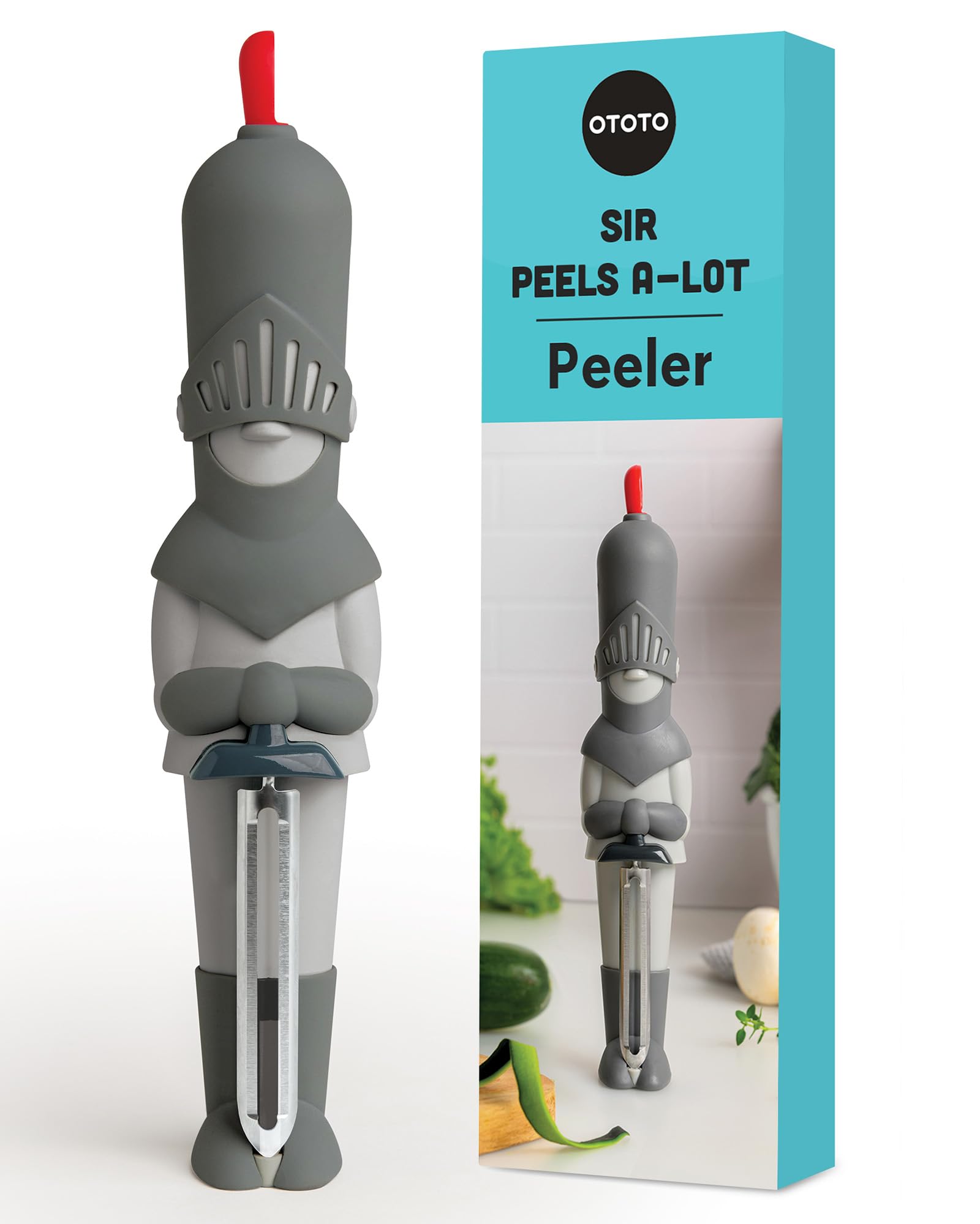 NEW OTOTO Sir Peels A-Lot Medieval Knight Swivel Vegetable Peeler - Cute Kitchen Gadget for Peeling Potatoes, Fruits & Vegetables | Perfect Kitchen Gift & Fun Accessory for Home Cooking & Meal Prep