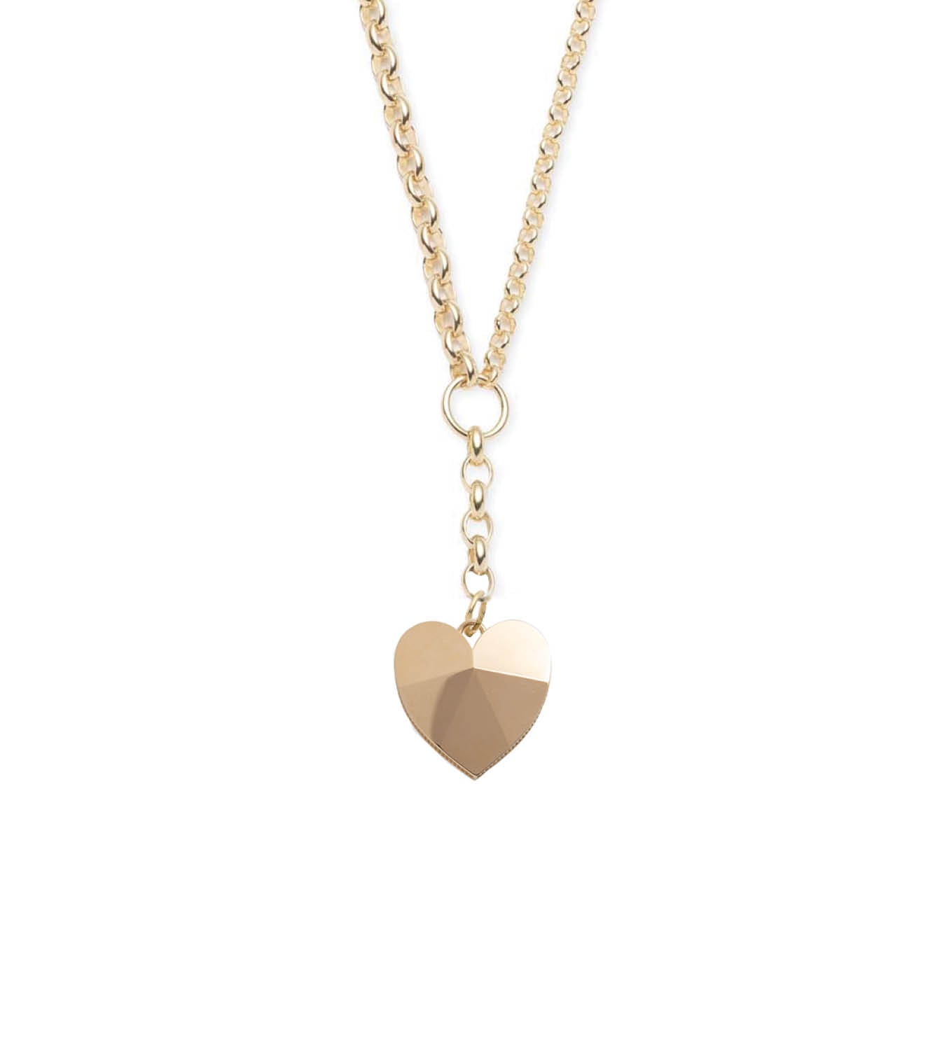 Faceted Heart Love Heavy Mixed Belcher Chain Necklace - Elegant Layered Jewelry for Women, Perfect for Valentine's Day Gifts, Anniversary Presents & Romantic Date Nights
