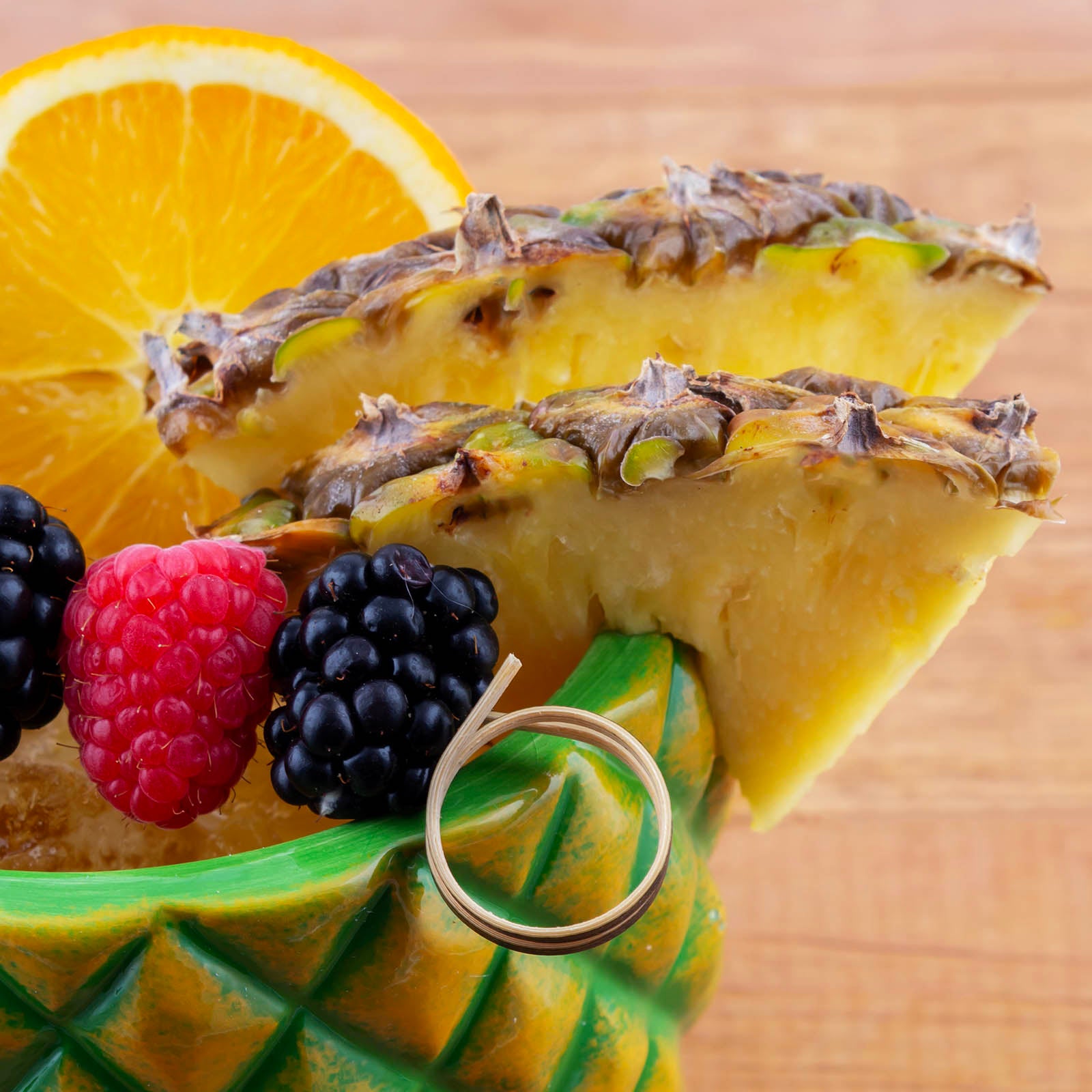 BarConic® Tiki Pineapple Shaped Drinkware Set - 14oz Tropical Cocktail Glasses with Stand - Perfect for Luau Parties, Beach Themed Events & Summer Entertaining