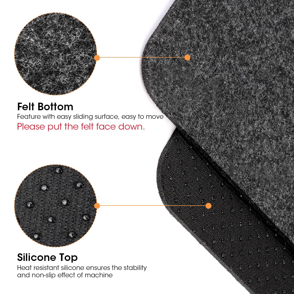 2-Pack Aieve Heat Resistant Mats for Air Fryer - Non-Slip Kitchen Counter Protector with Appliance Sliders for Ninja, COSORI, Tower Air Fryers, Coffee Makers & Microwaves - Perfect for Countertop Protection & Easy Appliance Movement