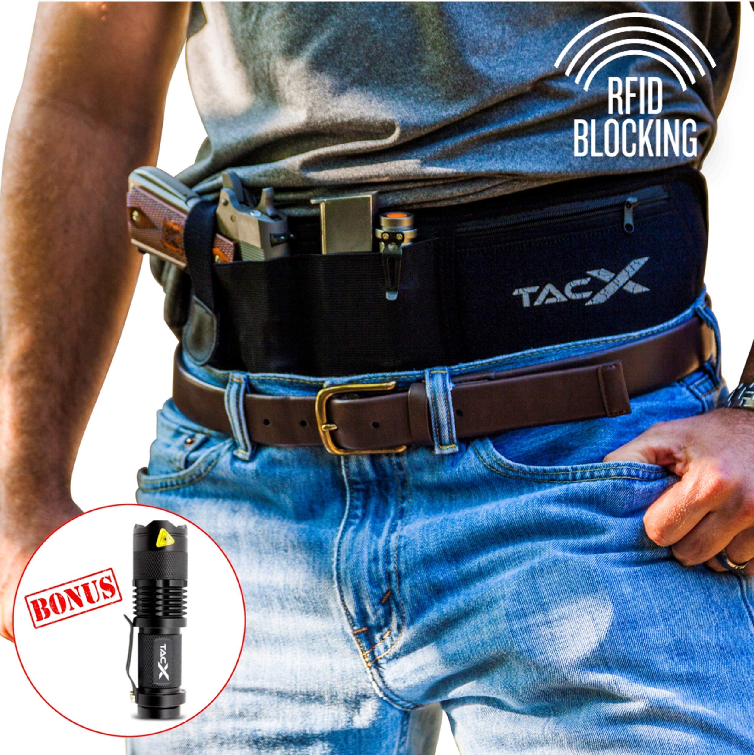 Concealed Carry Gun Holster for Right Hand - Belly Band with 2 Pack Gun Magnet | Comfortable & Secure Pistol Holder for Everyday Carry, Running, Hiking & Outdoor Activities