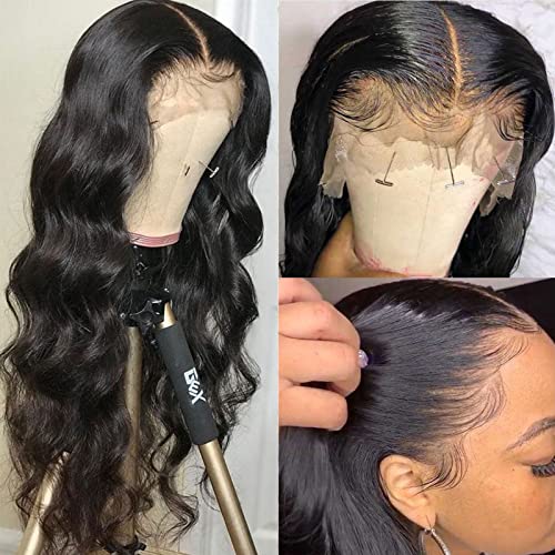 HD Transparent Lace Front Wigs Human Hair Body Wave 13x4 Lace Frontal Wigs for Black Women - 180% Density Pre-Plucked with Baby Hair Natural Color | Perfect for Daily Wear, Special Occasions & Protective Styling
