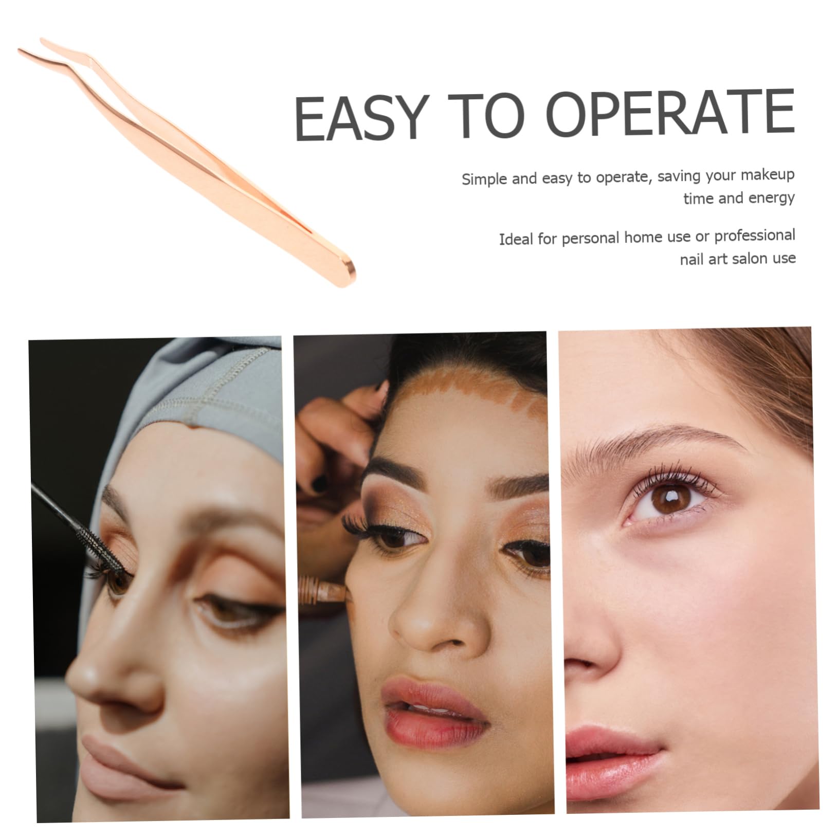 Minkissy Rose Gold Stainless Steel Eyelash Extension Tweezers Set - Professional Lash Applicator Tool for False Eyelashes, Precision Tweezers for Women - Perfect for Salon, Home Use & DIY Lash Extensions